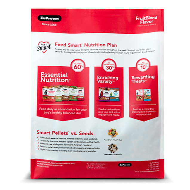 ZuPreem AvianMaintenance FruitBlend Premium Bird Diet for Medium & Large Birds. 17.5 lbs.