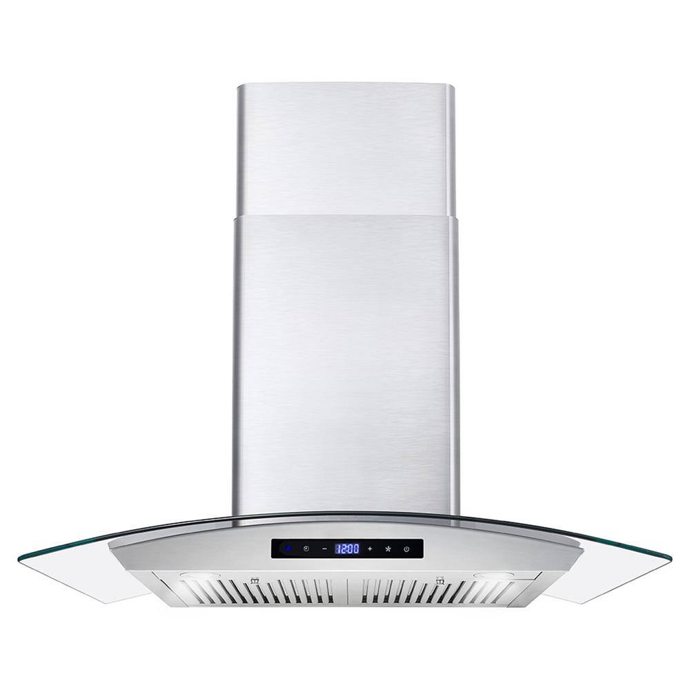 Cosmo COS-668WRCS75 30 in. Ducted Wall Mount Range Hood in Stainless Steel with Touch Controls. LED Lighting and Permanent Filters