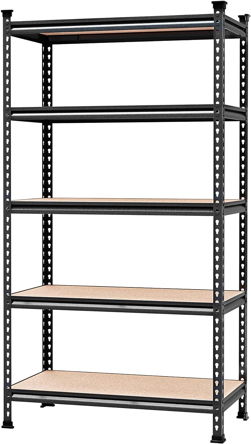 WORKPRO 5-Tier Metal Storage Shelving Unit. 36W x 18D x 72H. Adjustable Storage Rack Heavy Duty Shelf with Particle Board. 4000 lbs Load Capacity (Total) for Garage Warehouse. Black/Silver