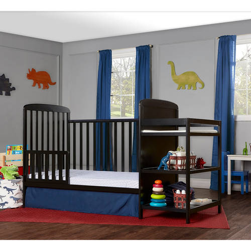 Dream On Me Anna 3-in-1 Full Size Crib and Changing Table Combo in Black