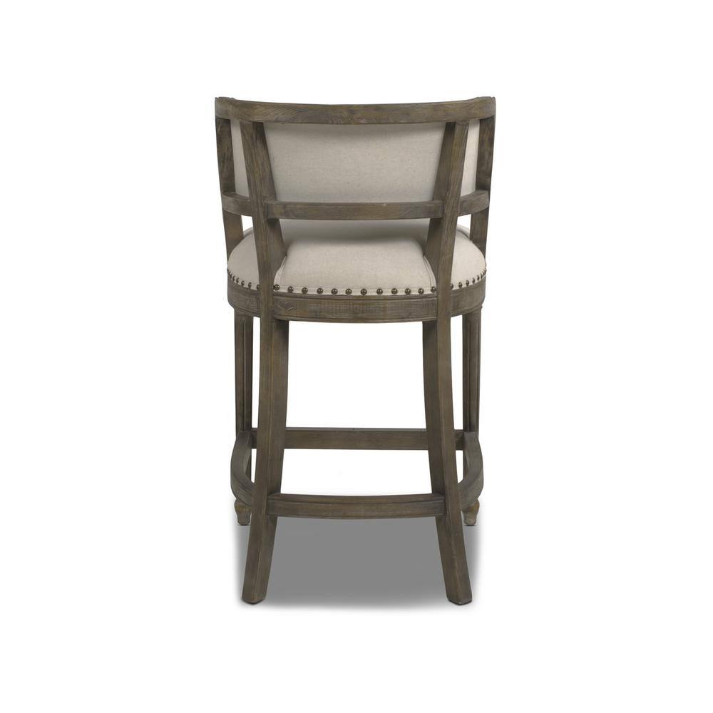 Jennifer Taylor  Paris 26 in. Light Beige Linen Farmhouse Counter Height Stool with Backrest