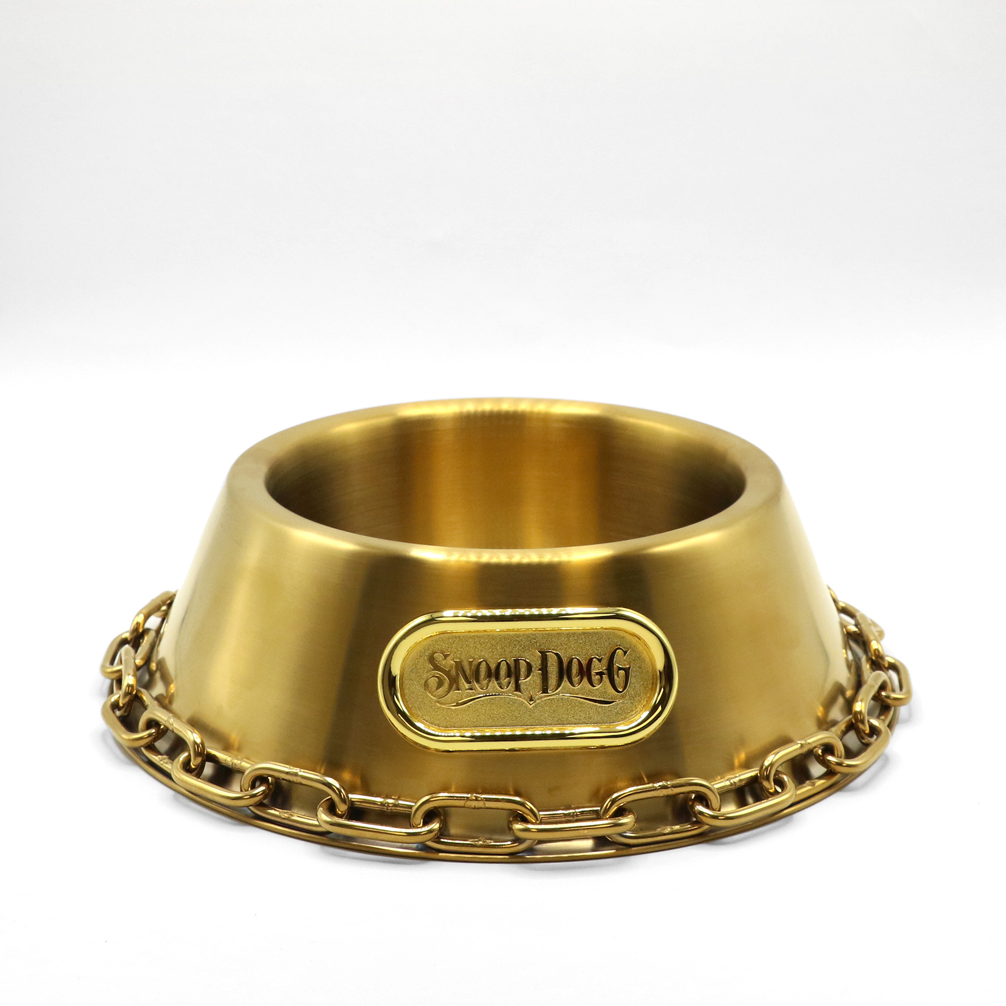 Snoop Doggie Doggs Off the Chain Deluxe Gold Pet Bowl. 1 Cup. Small