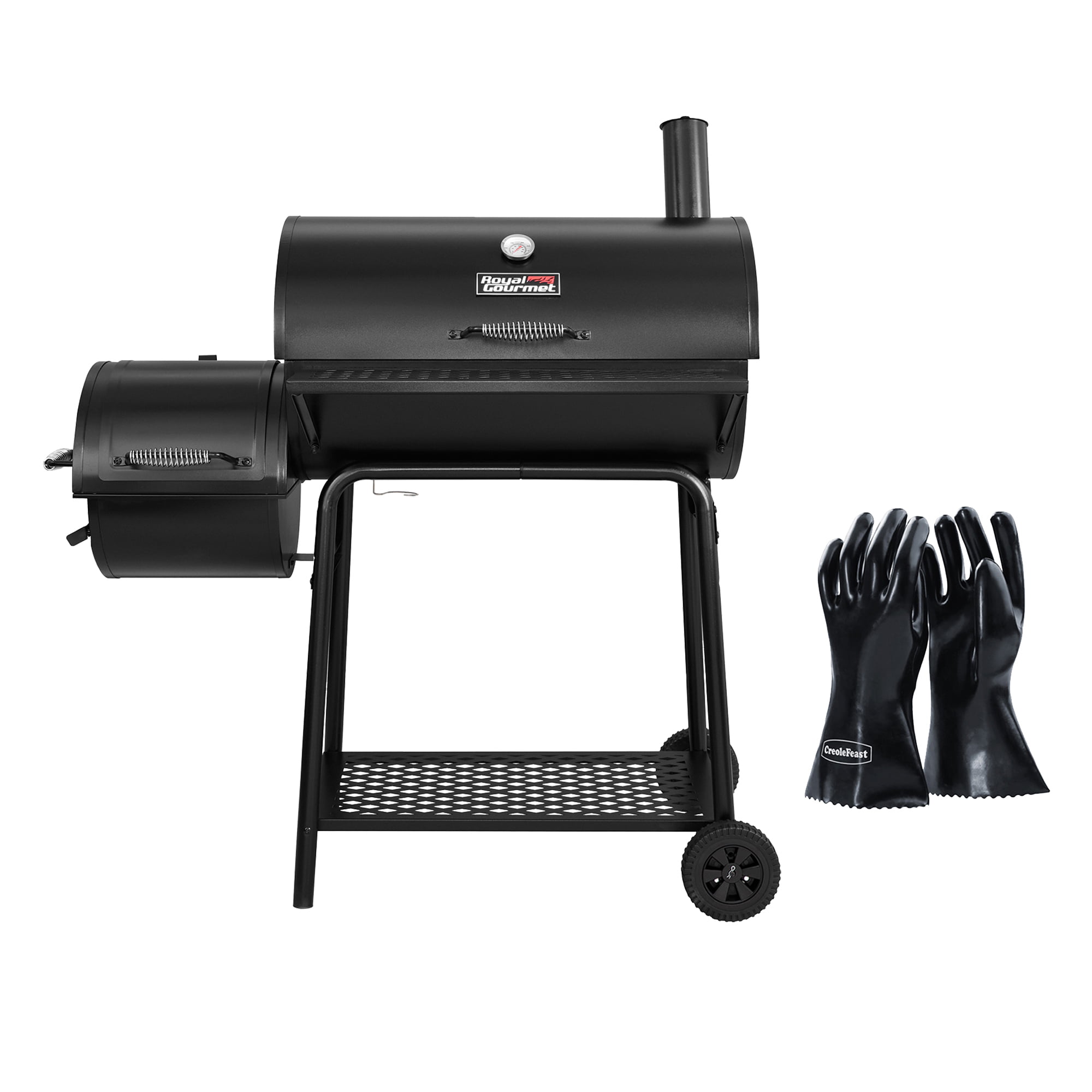 Royal Gourmet 30″ CC1830FG. Charcoal Grill with Offset Smoker with High Heat-Resistant BBQ Gloves