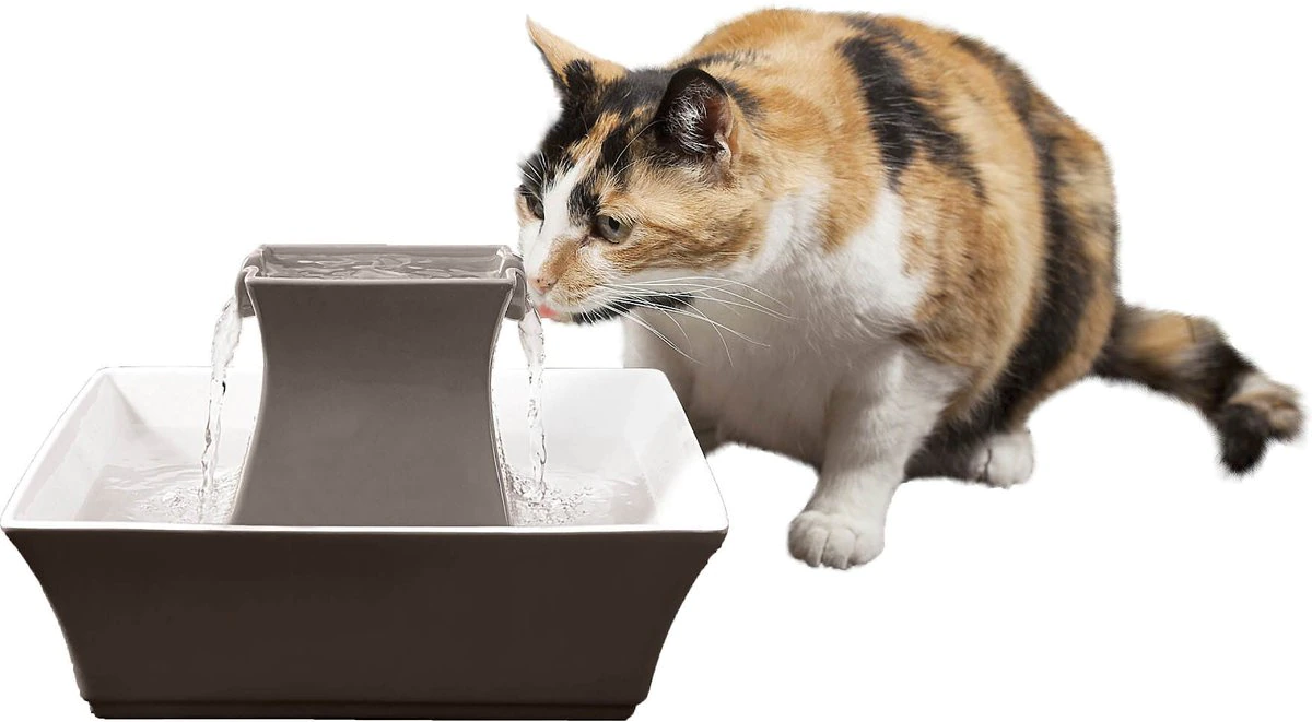 Drinkwell Pagoda Ceramic Dog & Cat Fountain (Taupe)