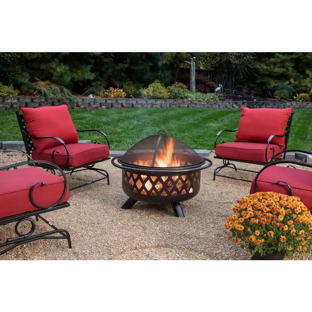 Endless Summer WAD792SP 30 in. D Bronze Finish Portable Lattice Wood Burning Fire Pit
