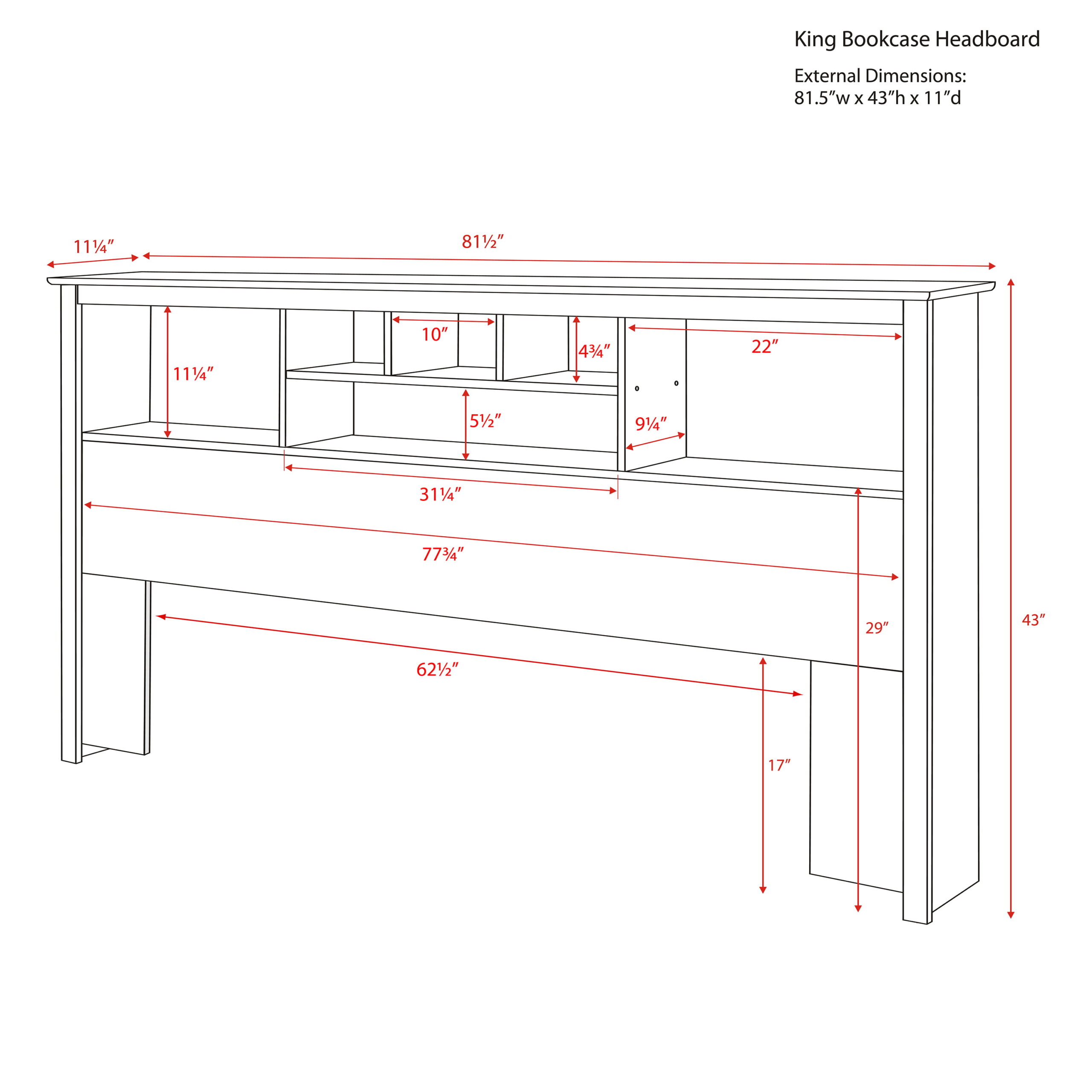 Prepac Sonoma King Bookcase Headboard. Black