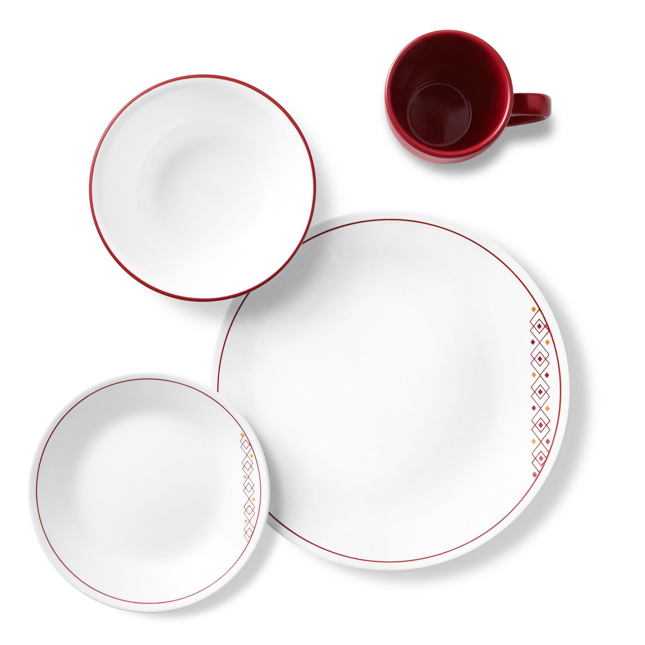 Corelle® Fusion Chili. 16 Piece. Red. Dinnerware Set