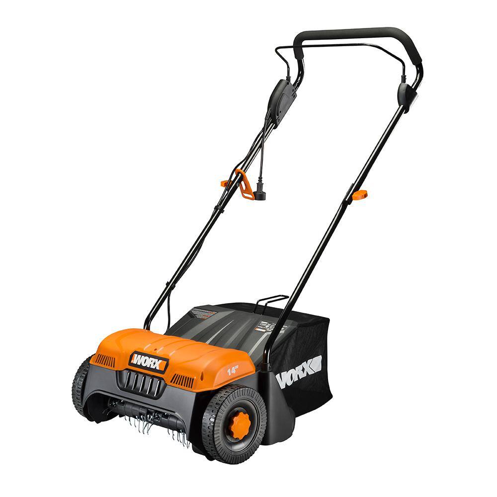 Worx WG850 14 in. 12 Amp Corded Electric Cultivator/Dethatcher with Bag