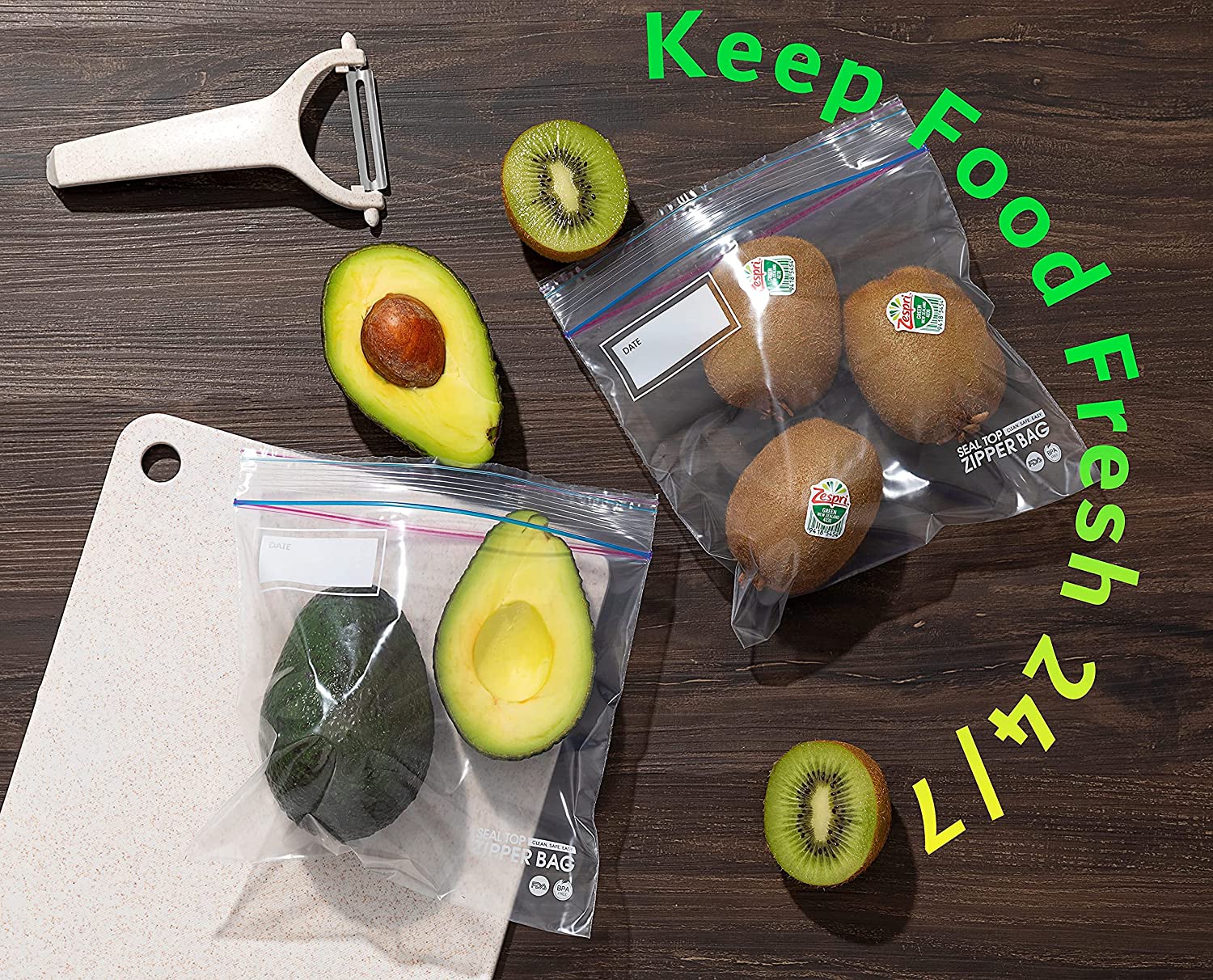 24/7 Bags | Double Zipper Seal Storage Bags. 2 Gallon. 50 Count