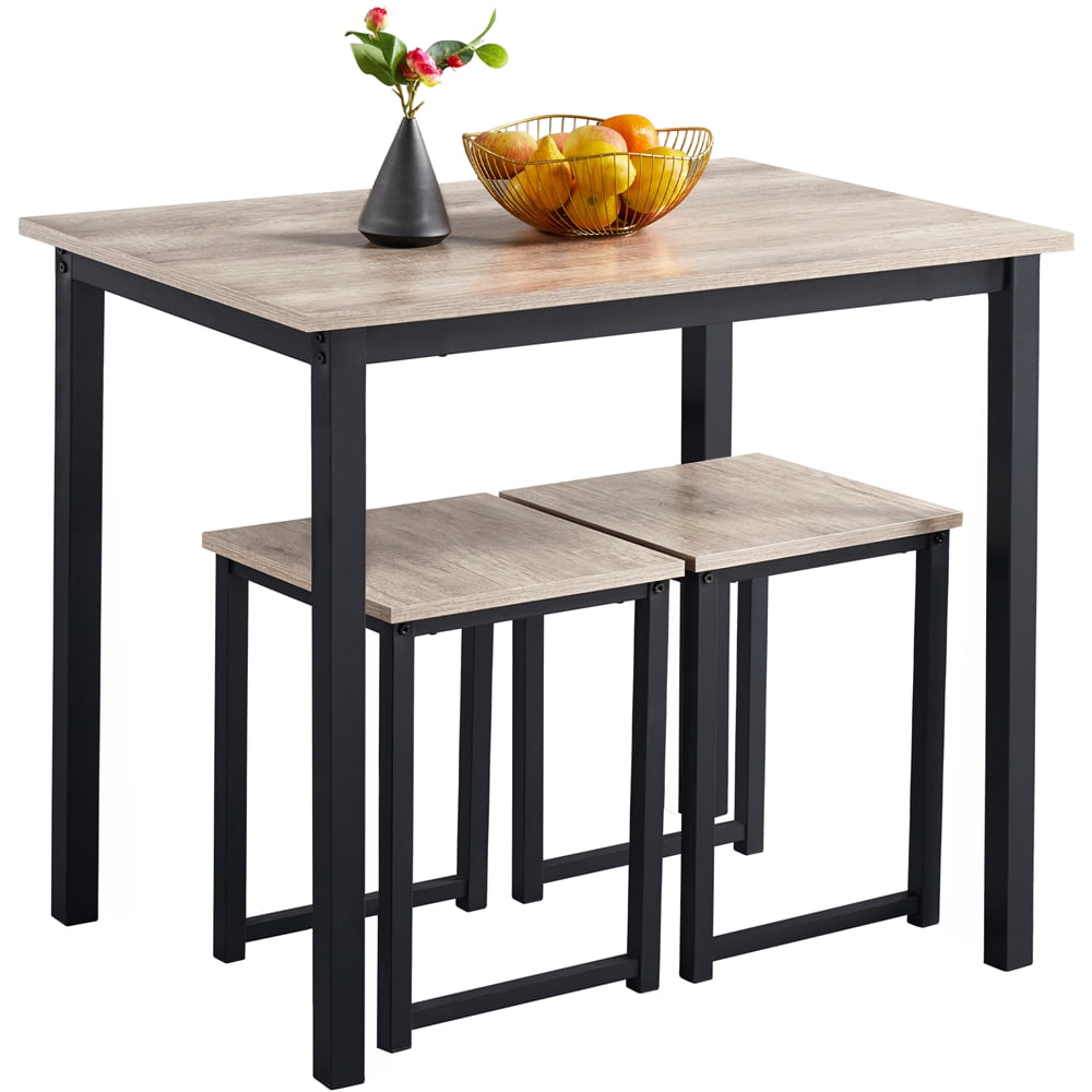 Alden Design 3pcs Industrial Dining Set. Rustic Gray