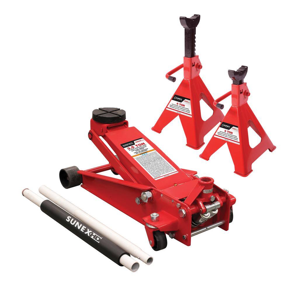 SUNEX TOOLS  3.5-Ton Service Jack with Quick Lifting System with Jack Stands