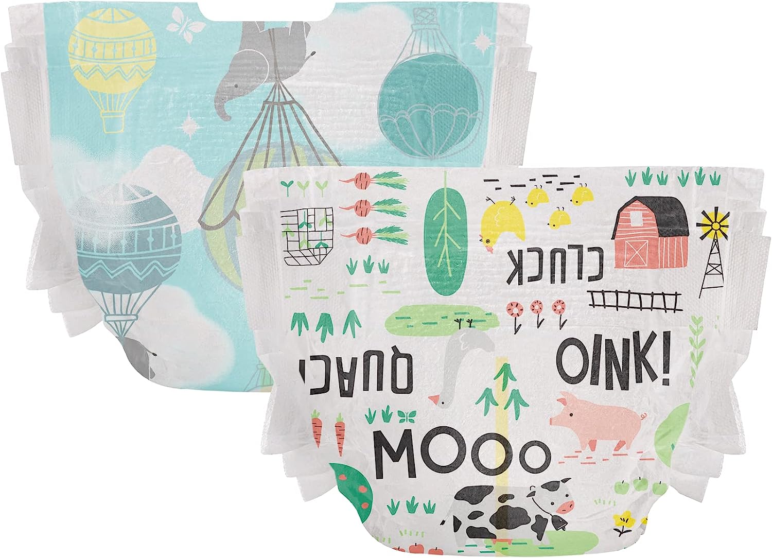 The Honest Company Clean Conscious Diapers | Plant-Based. Sustainable | Above It All + Barnyard Babies | Super Club Box. Size 1 (8-14 lbs). 160 Count