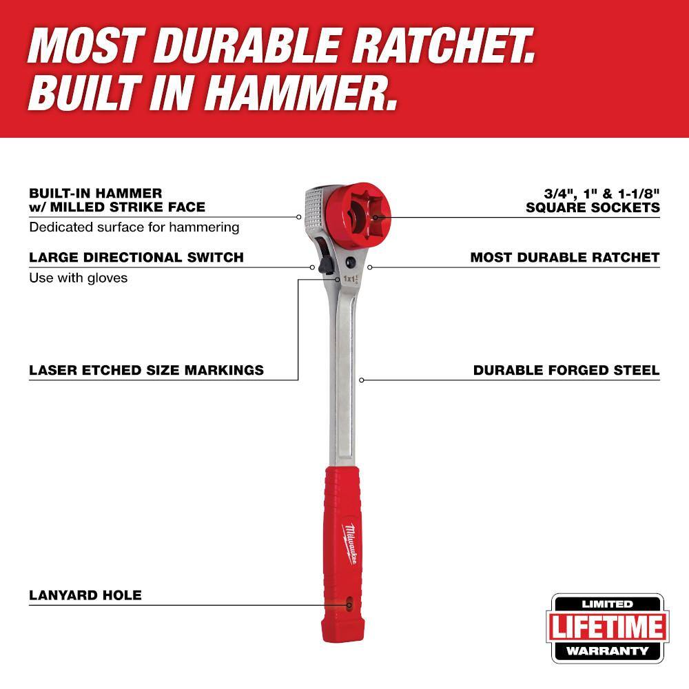 Milwaukee 48-22-9213M Lineman-s High Leverage Ratcheting Wrench with Milled Strike Face