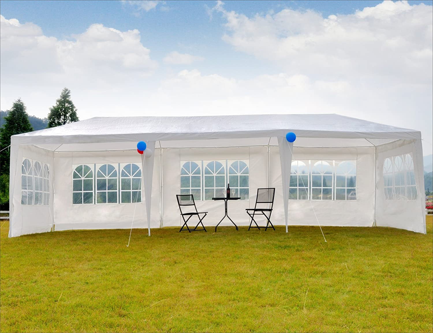 SUGIFT 10-x30′ Outdoor Canopy Party Wedding Tent White Gazebo with 5 Side Walls
