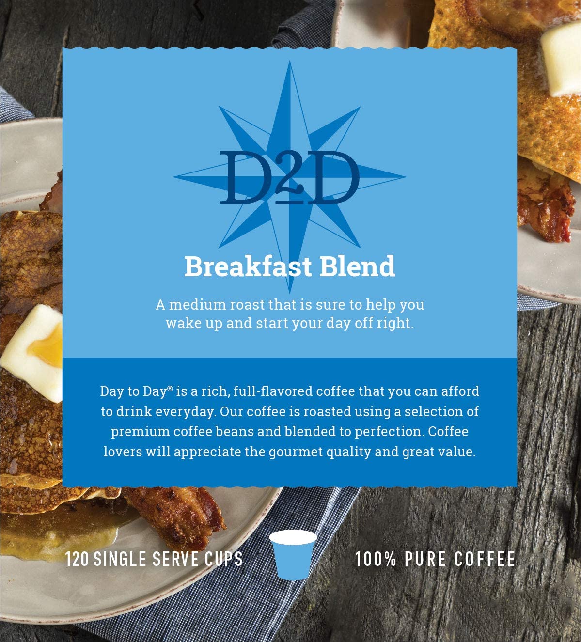 Day To Day 120-Count Breakfast Blend. Medium Roast Single Serve Coffee Pods for K-Cup Keurig Brewers