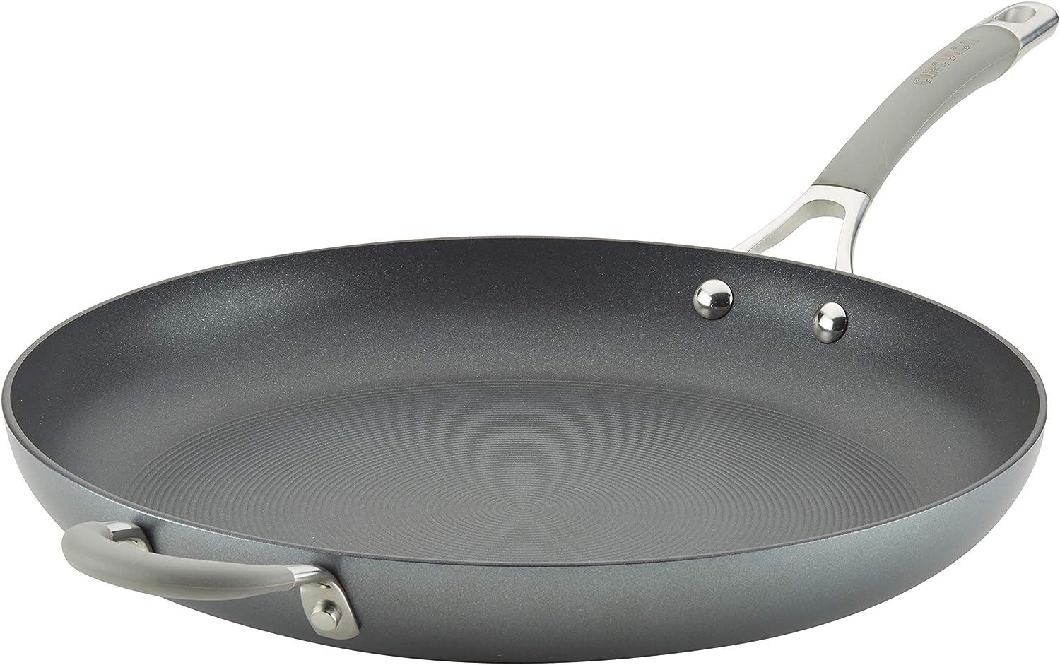 Circulon 81401 14″ Helper Handle Hard Anodized Aluminum Skillet. 14 Inch. Oyster Gray