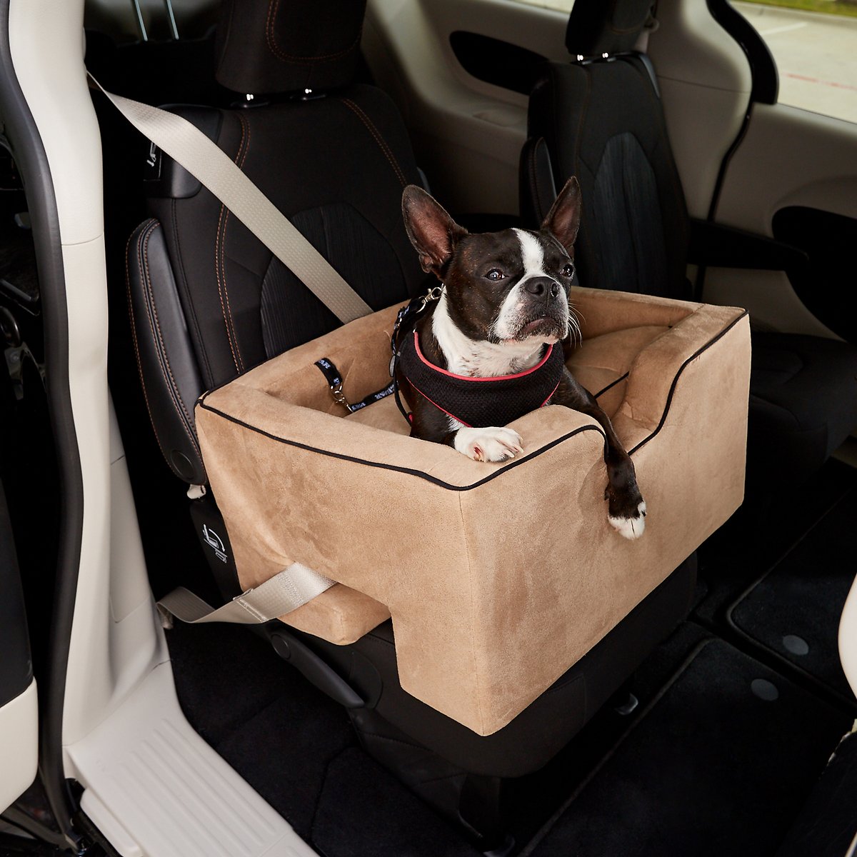 Pet Gear Large Car Booster. Removable Comfort Pillow. Safety Tether Included. Installs in Seconds. No Tools Required. Large. Tan