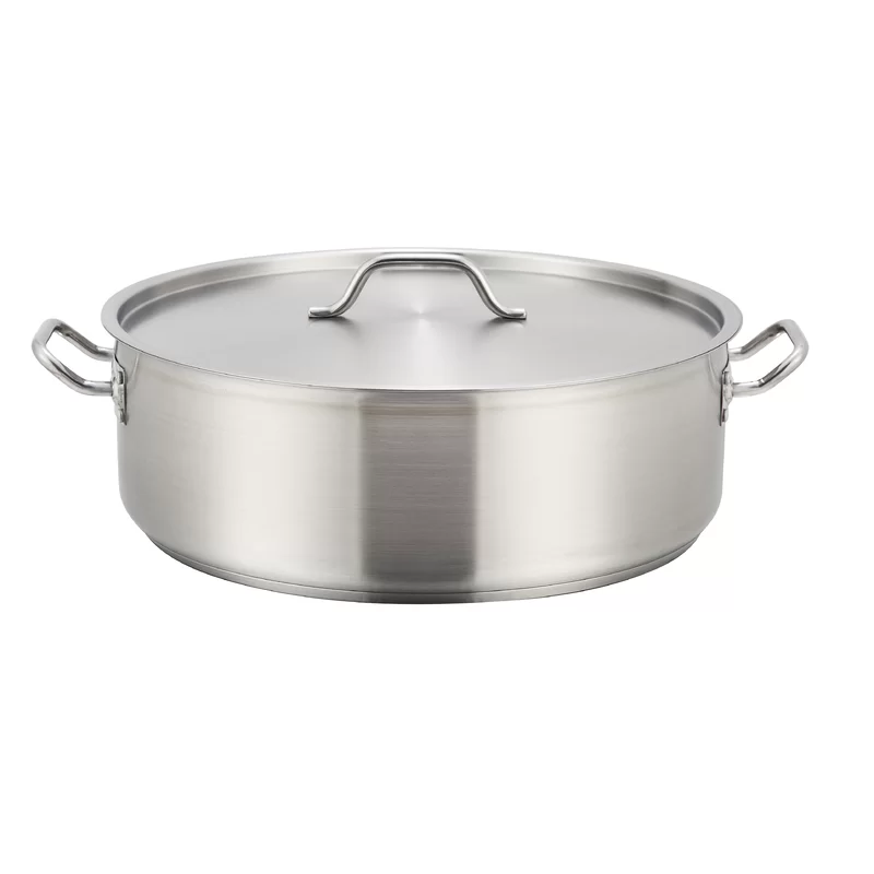 Winco SSLB-15. 15-Quart Stainless Steel Brazier Pan with Cover