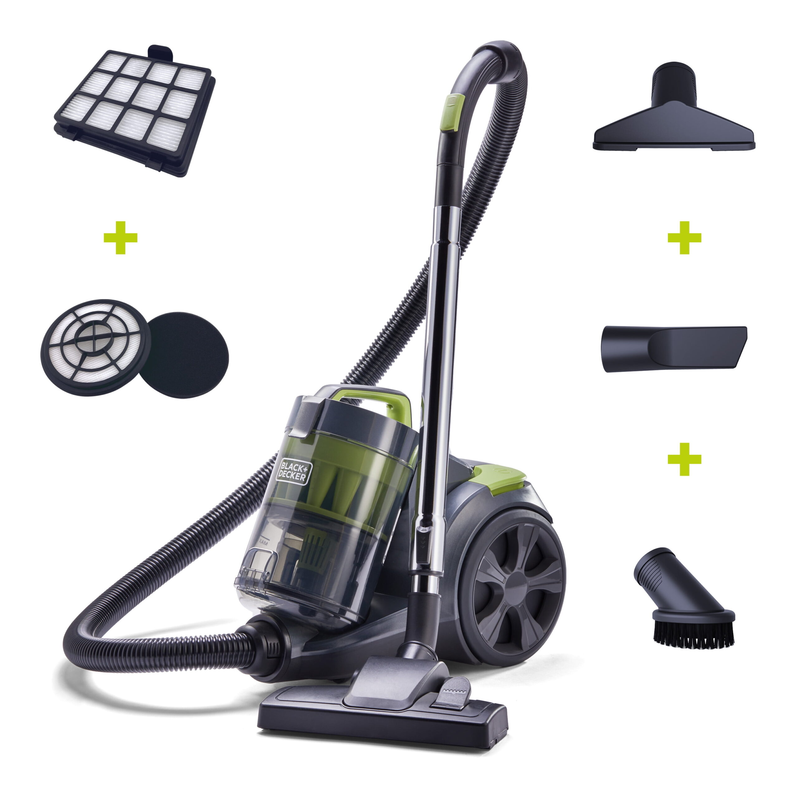 BLACK+DECKER Bagless Canister Vacuum (BDXCAV217 GW ). Adjustable Suction Multi-Cyclonic Power. for Hard Floors and Carpet