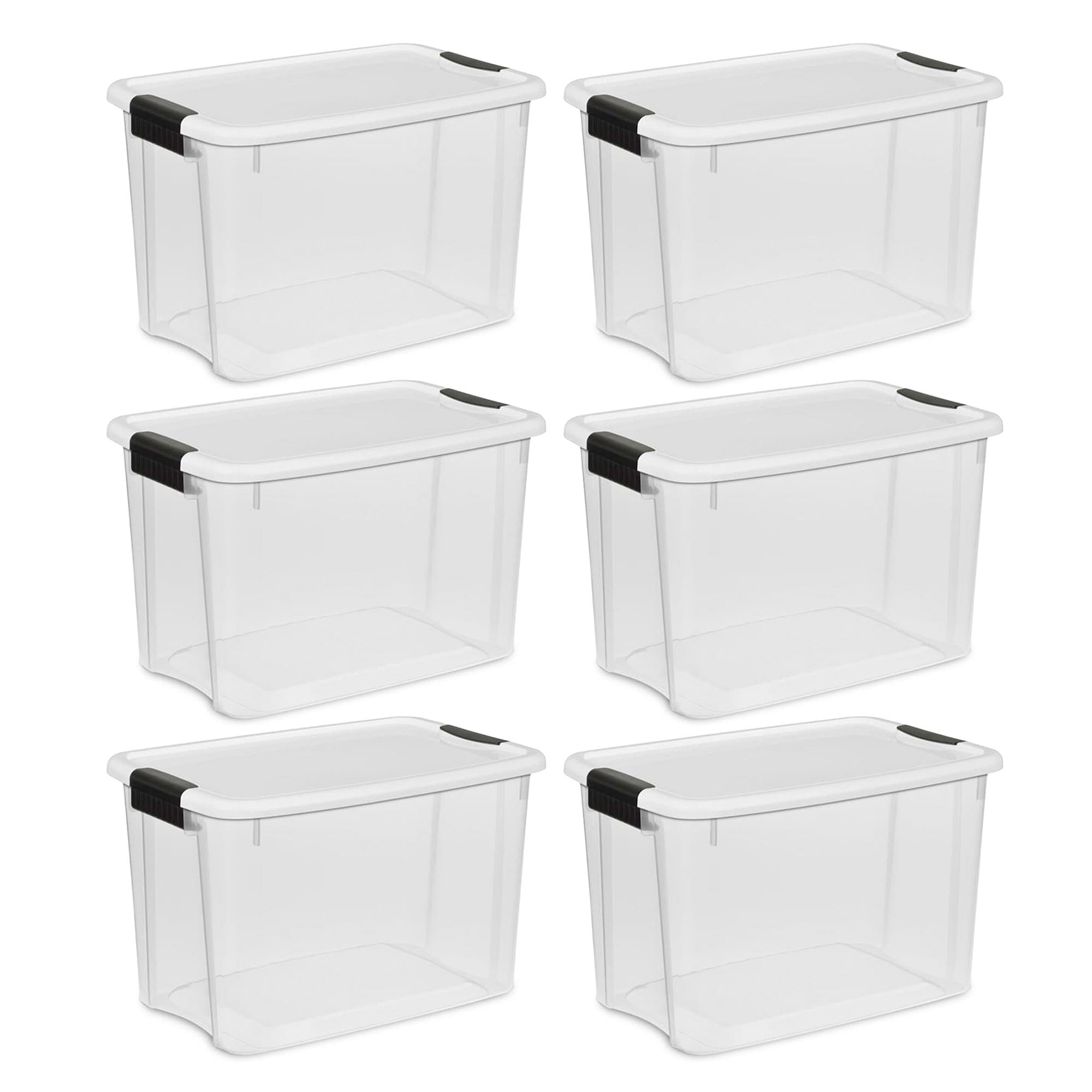 Sterilite Corporation 6-Pack Medium 7.5-Gallons (30-Quart) Clear Tote with Latching Lid