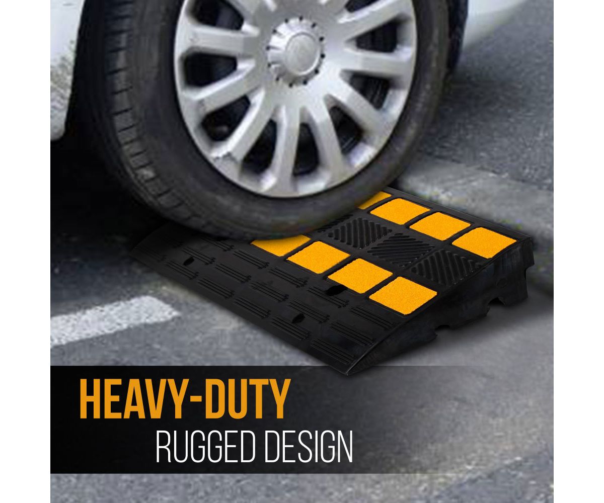 Pyle PCRBDR44 Heavy Duty Curbside Driveway Threshold Curb Ramp. Black (2 Pack)