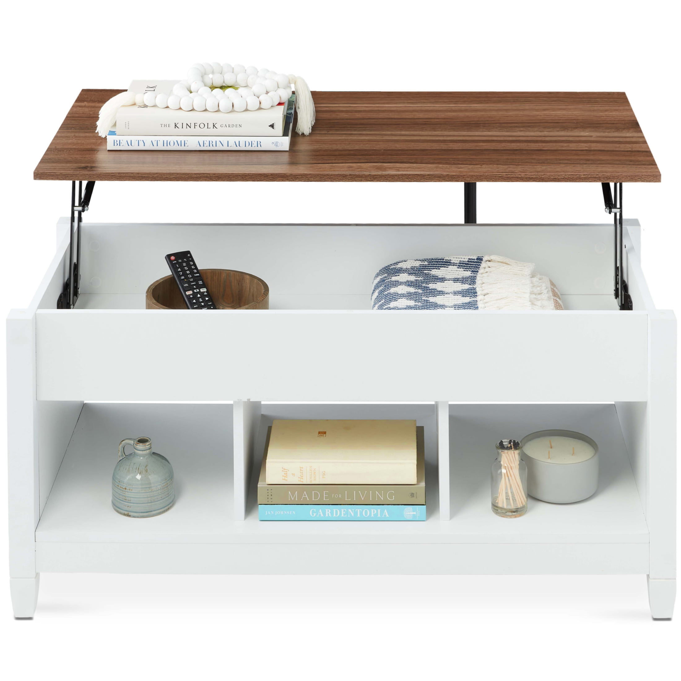 Best Choice Products Lift Top Coffee Table. Multifunctional Accent Furniture w/ Hidden Storage - White/Brown