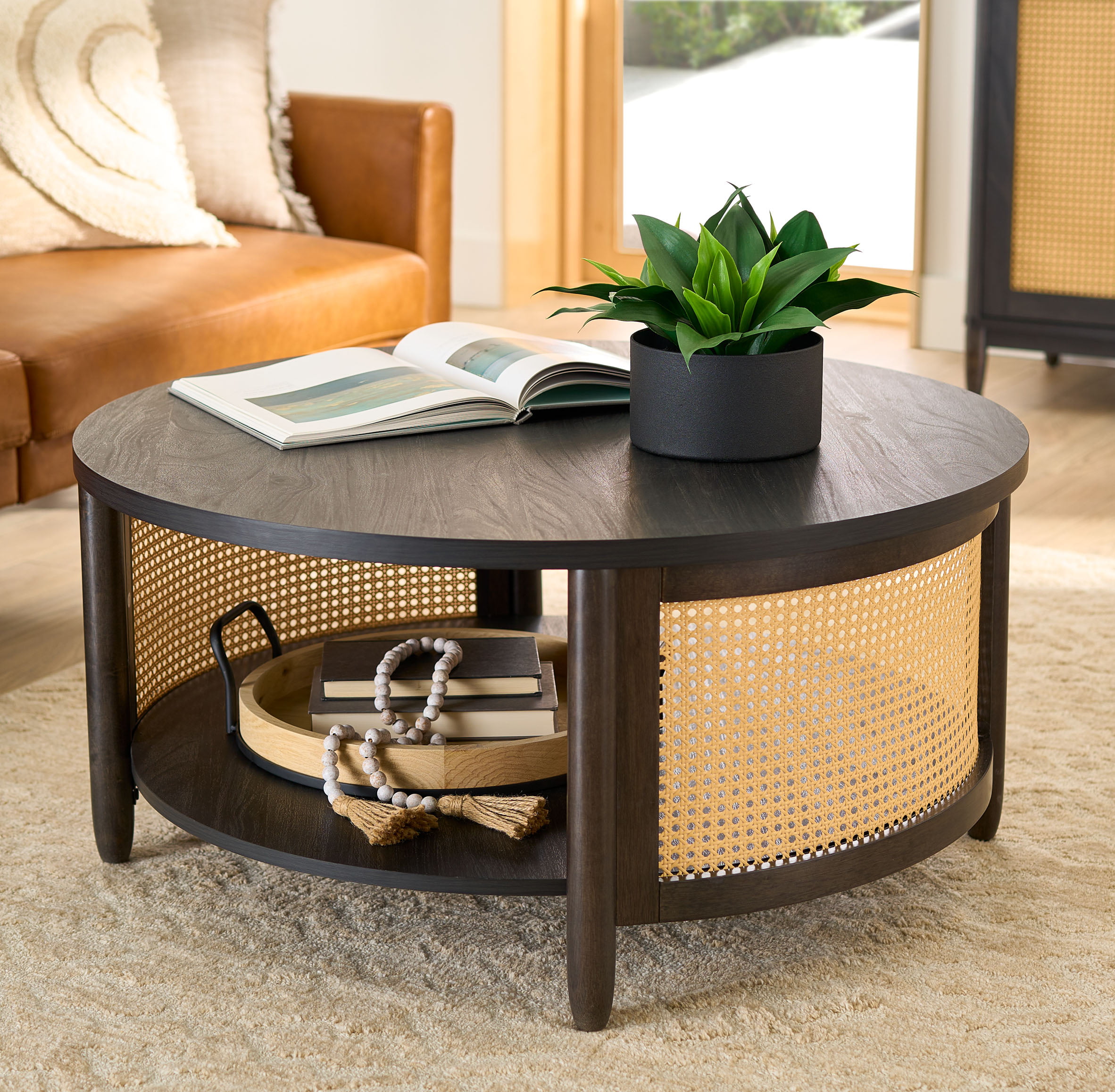 Better Homes & Gardens Springwood Cane Coffee Table. Charcoal Finish