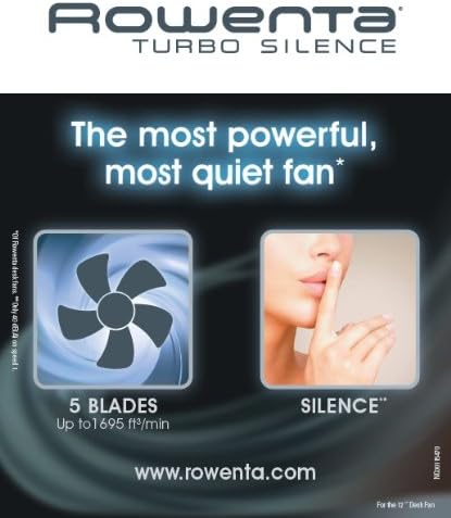 Rowenta Turbo Silence Table Fan 18 Inches Ultra Quiet Fan Oscillating. Portable. 4 Speeds. Manual Turn Dial. Indoor VU2531. Bronze