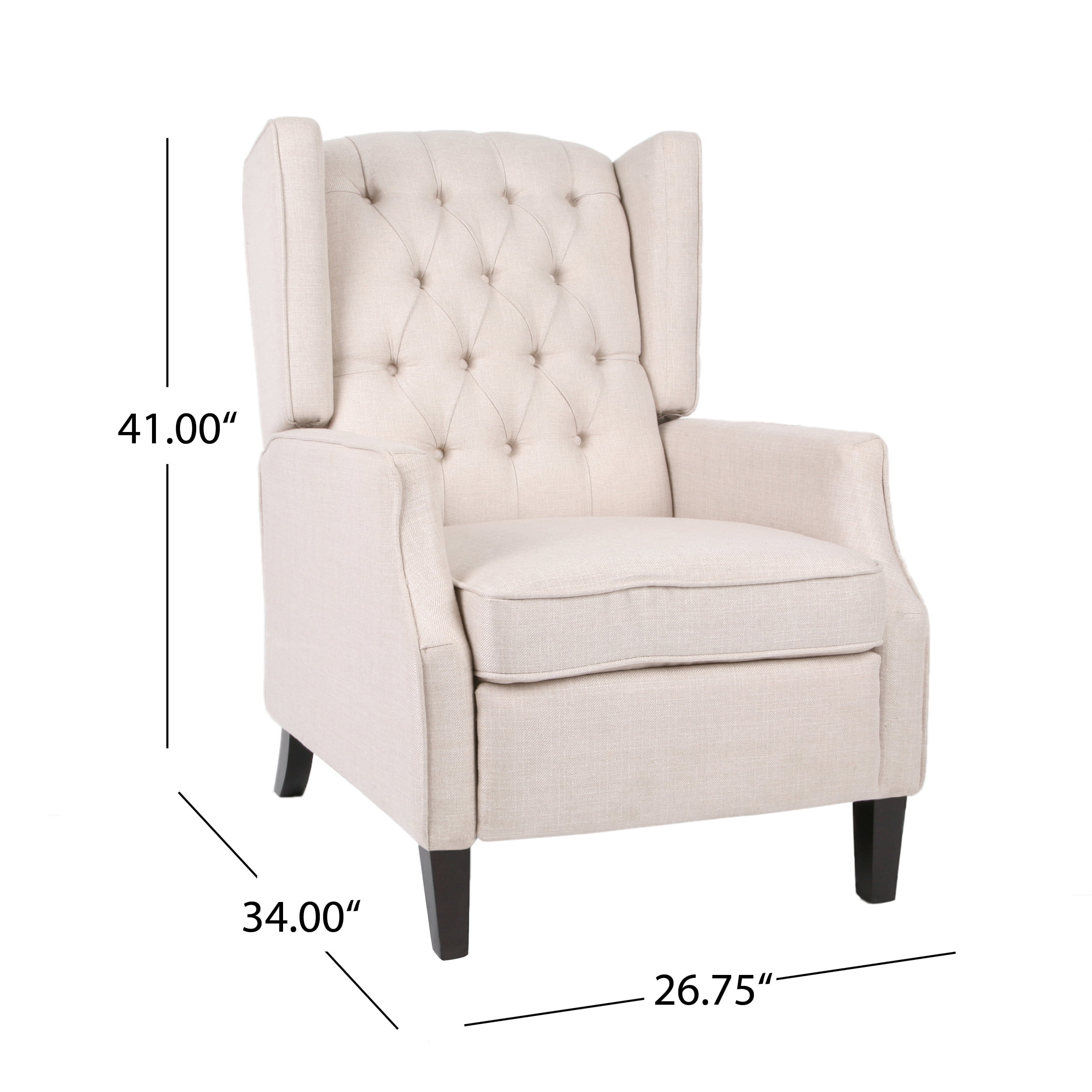 Noble House Zakyiah Standard Fabric Wingback Recliner. Beige