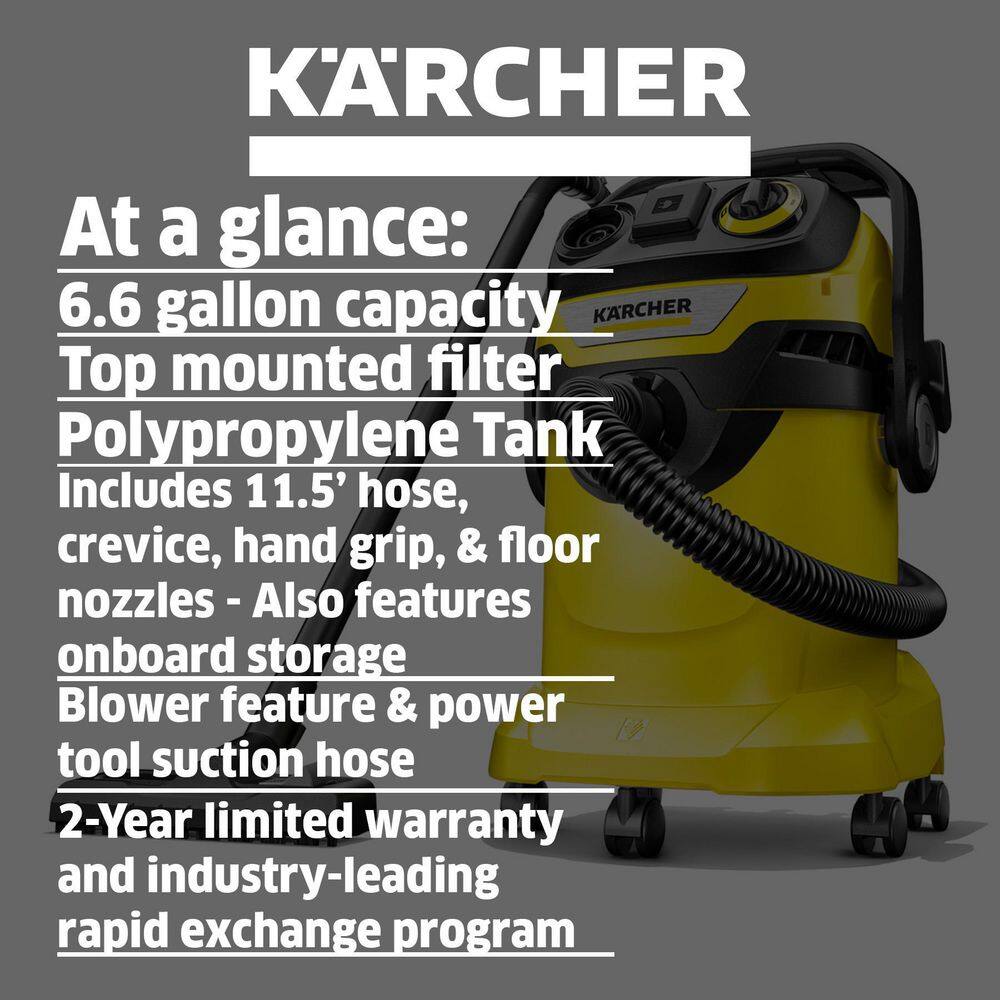 Karcher 1.628-311.0 WD 5/P Multi-Purpose 6.6 Gal. Wet/Dry Shop Vacuum Cleaner with Attachments and Blower Feature - 2022 Edition