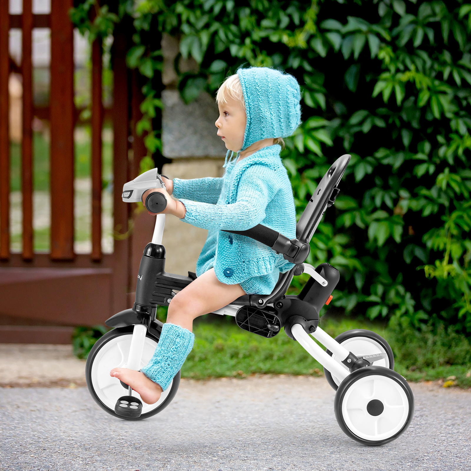 Infans 6-in-1 Folding Baby Tricycle Toddler Bike Stroller W/ Adjustable Handle Gray