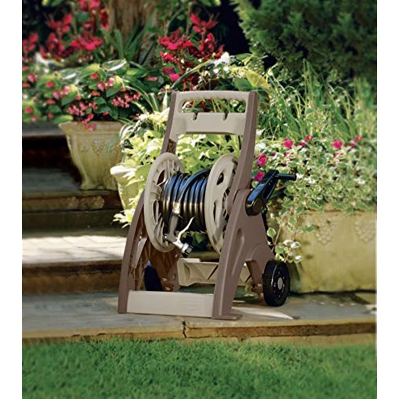 Suncast JNF175B 175 ft Hosemobile Reel Cart Hose Caddy with Large Easy to Grip Crank for Garden. Lawn. and Patio. 175′. Bronze and Taupe