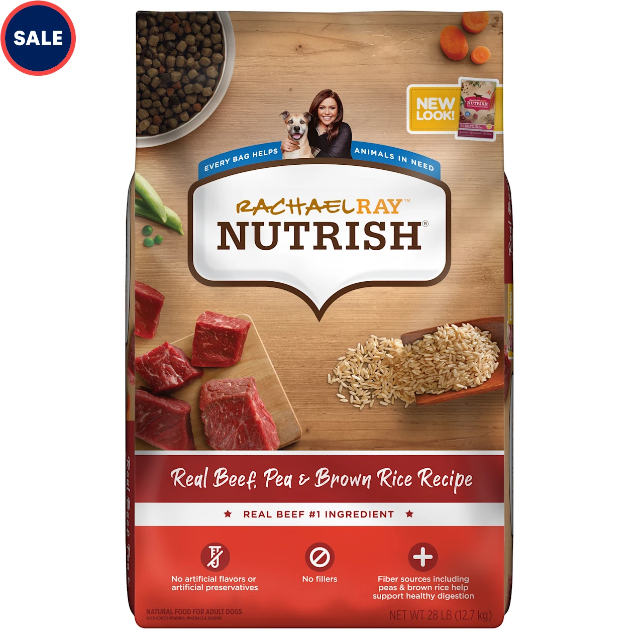 Rachael Ray Nutrish Natural Real Beef. Pea & Brown Rice Recipe Dry Dog Food. 28 lbs.
