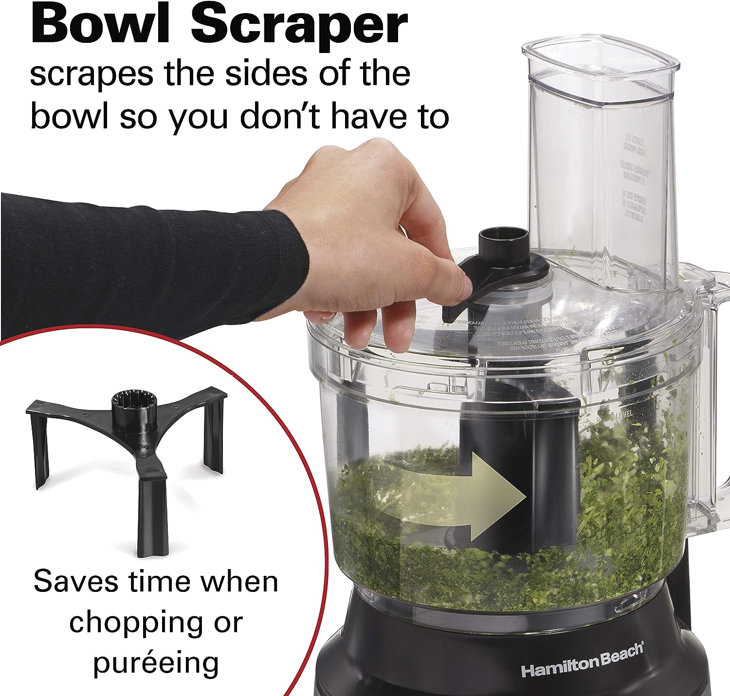 Hamilton Beach Food Processor & Vegetable Chopper for Slicing. Shredding. Mincing. and Puree. 10 Cups + Easy Clean Bowl Scraper. Stainless Steel (70730)