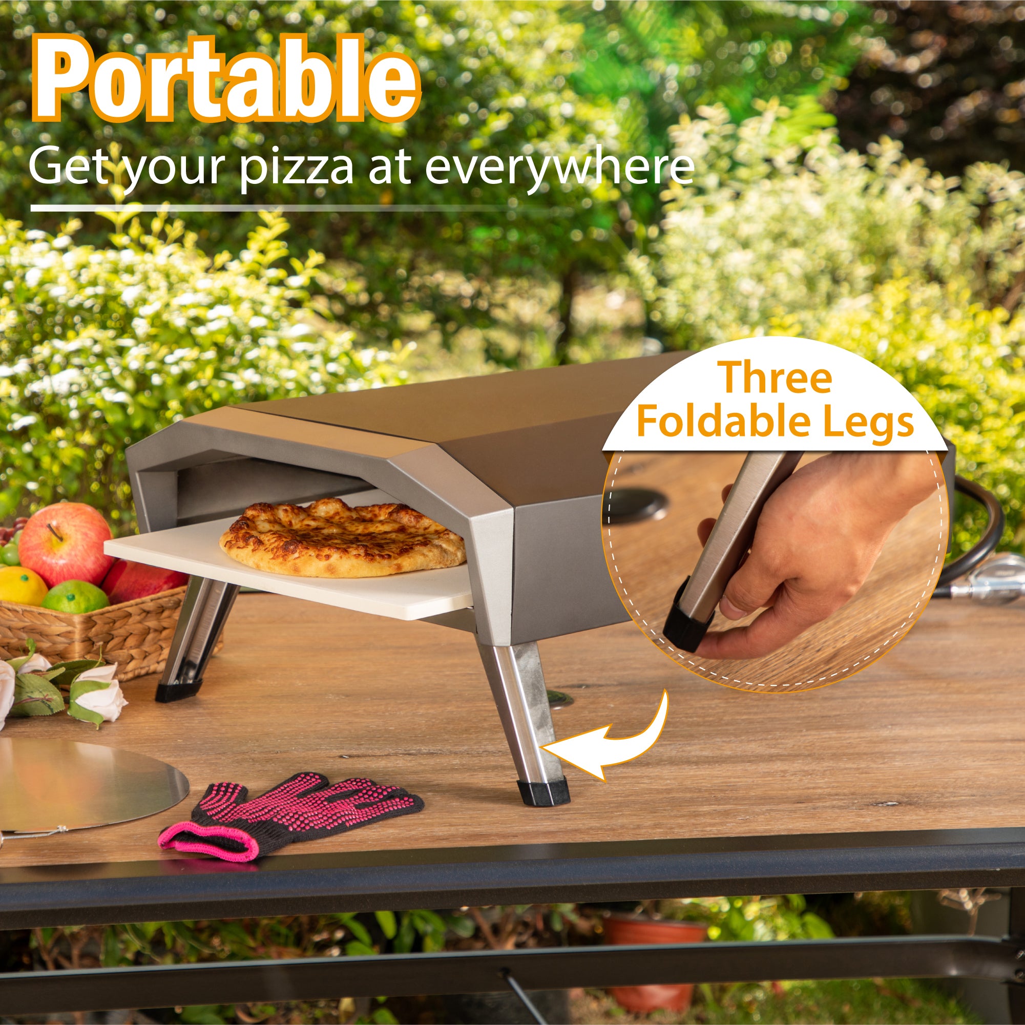 Sophia & William Portable 13″ Gas Pizza Oven with Set of Pizza Baking Tools for Outdoor Camping