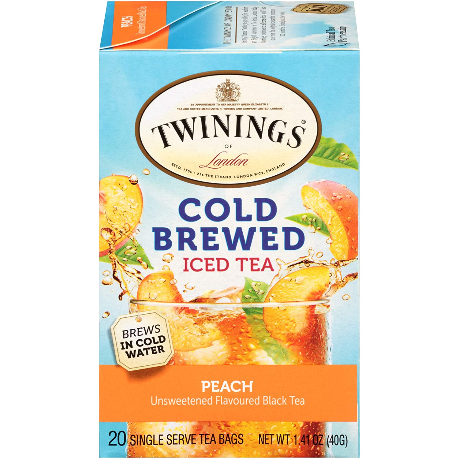 Twinings of London English Classic Cold Brewed Iced Tea Bags. 20 Count. 6 Pack