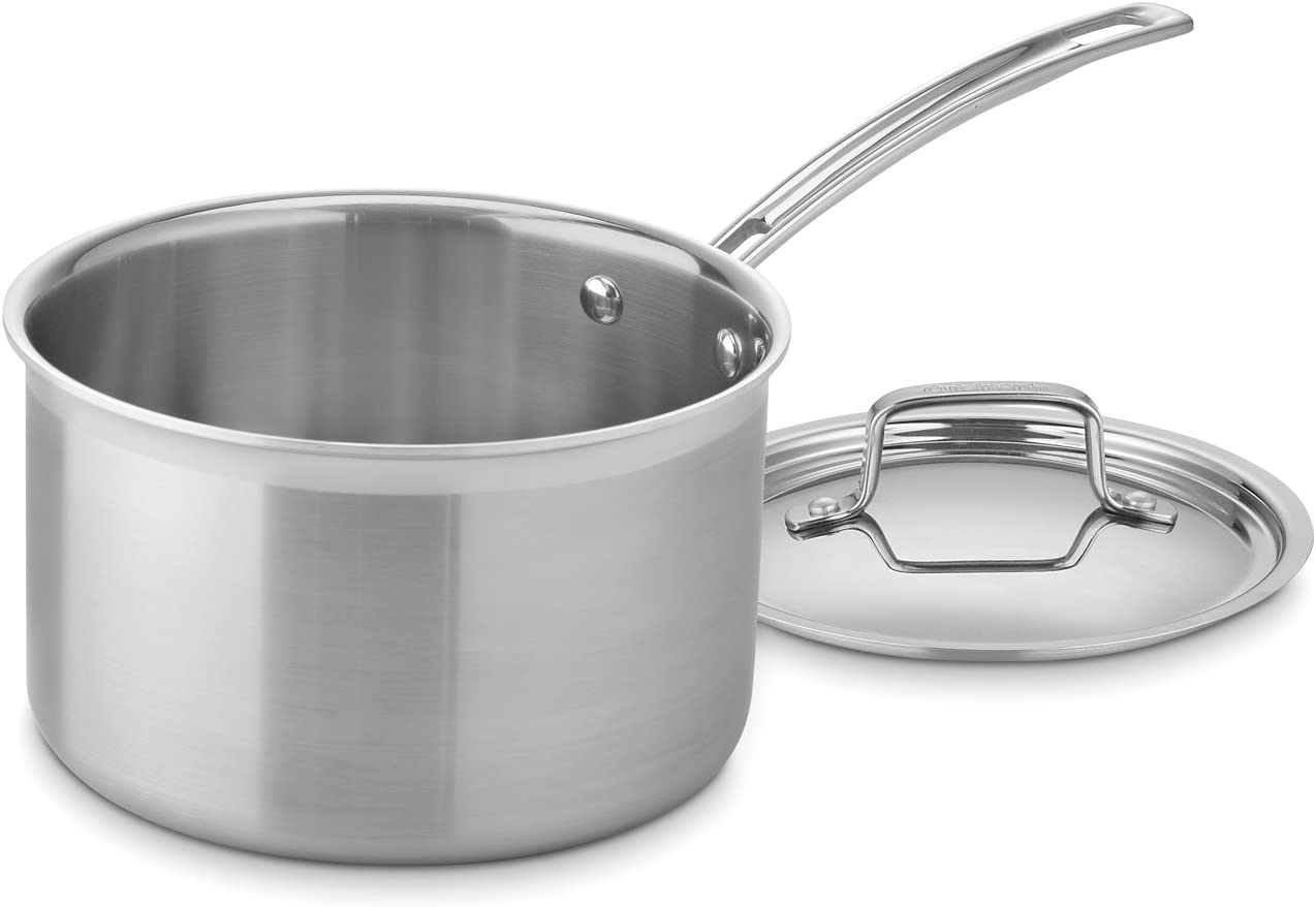 Cuisinart MCP194-20N Multiclad Pro Triple Ply Stainless Cookware 4-Quart Skillet. Saucepan w/Cover