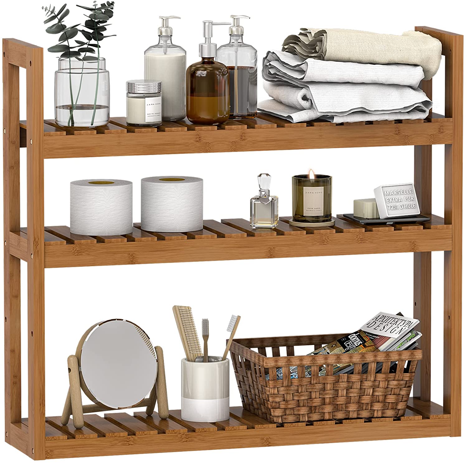 Bathroom Bamboo Shelf Organizer – 3 Tier Storage Shelf