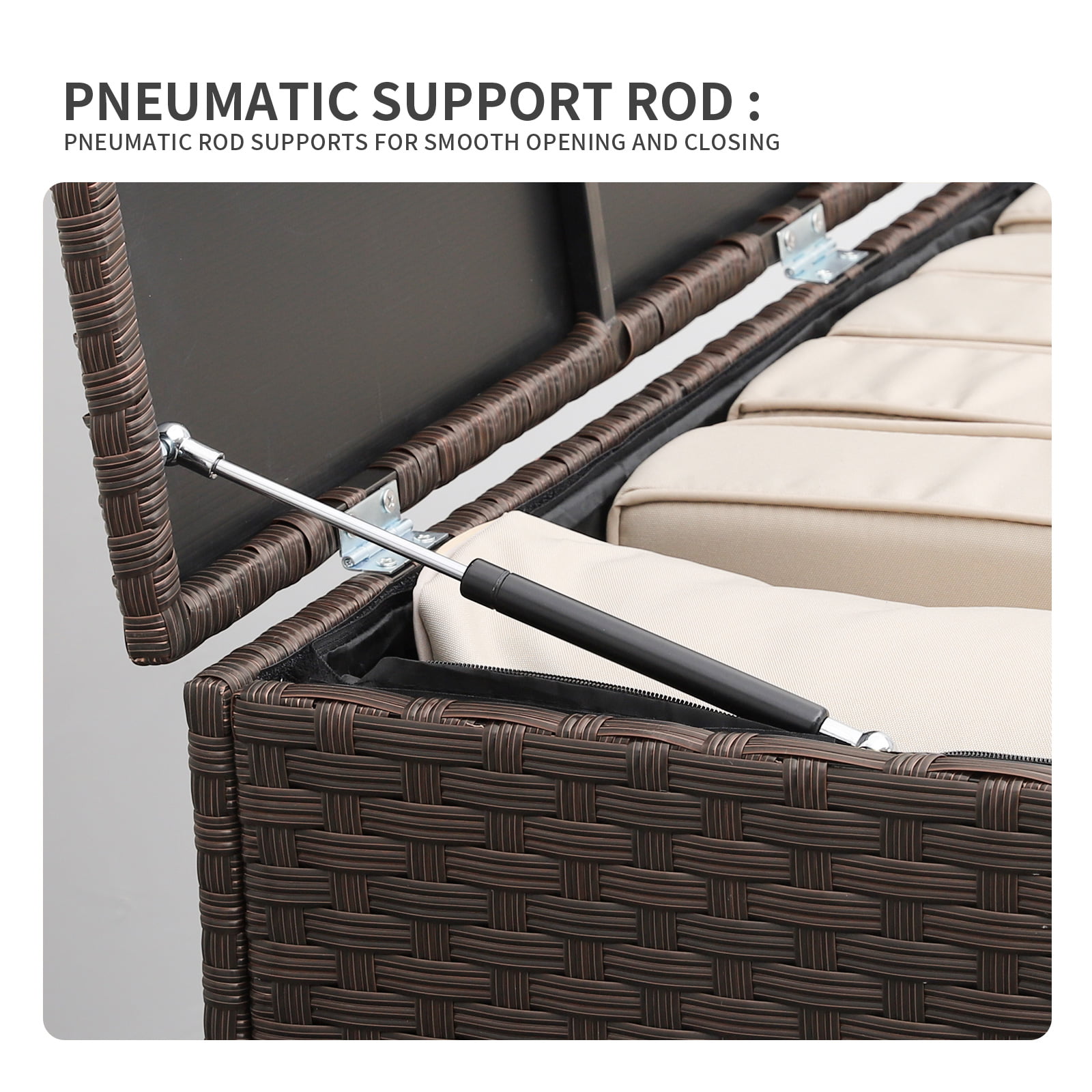 Waroom 150gal Outdoor Wicker Storage Box. Water-Resistant Deck Bin for Garden. Brown