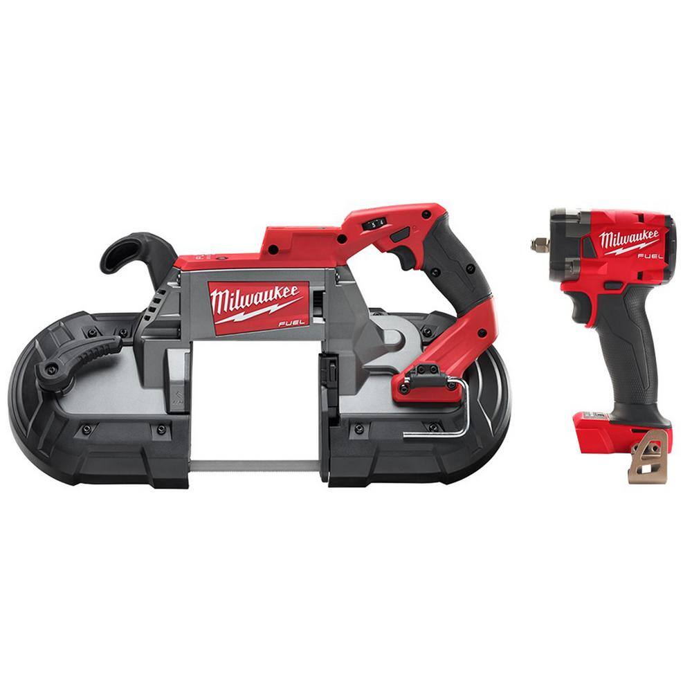 Milwaukee 2729-20-2854-20 M18 FUEL 18V Lithium-Ion Brushless Cordless Deep Cut Band Saw with M18 FUEL Compact 3/8 in. Impact Wrench