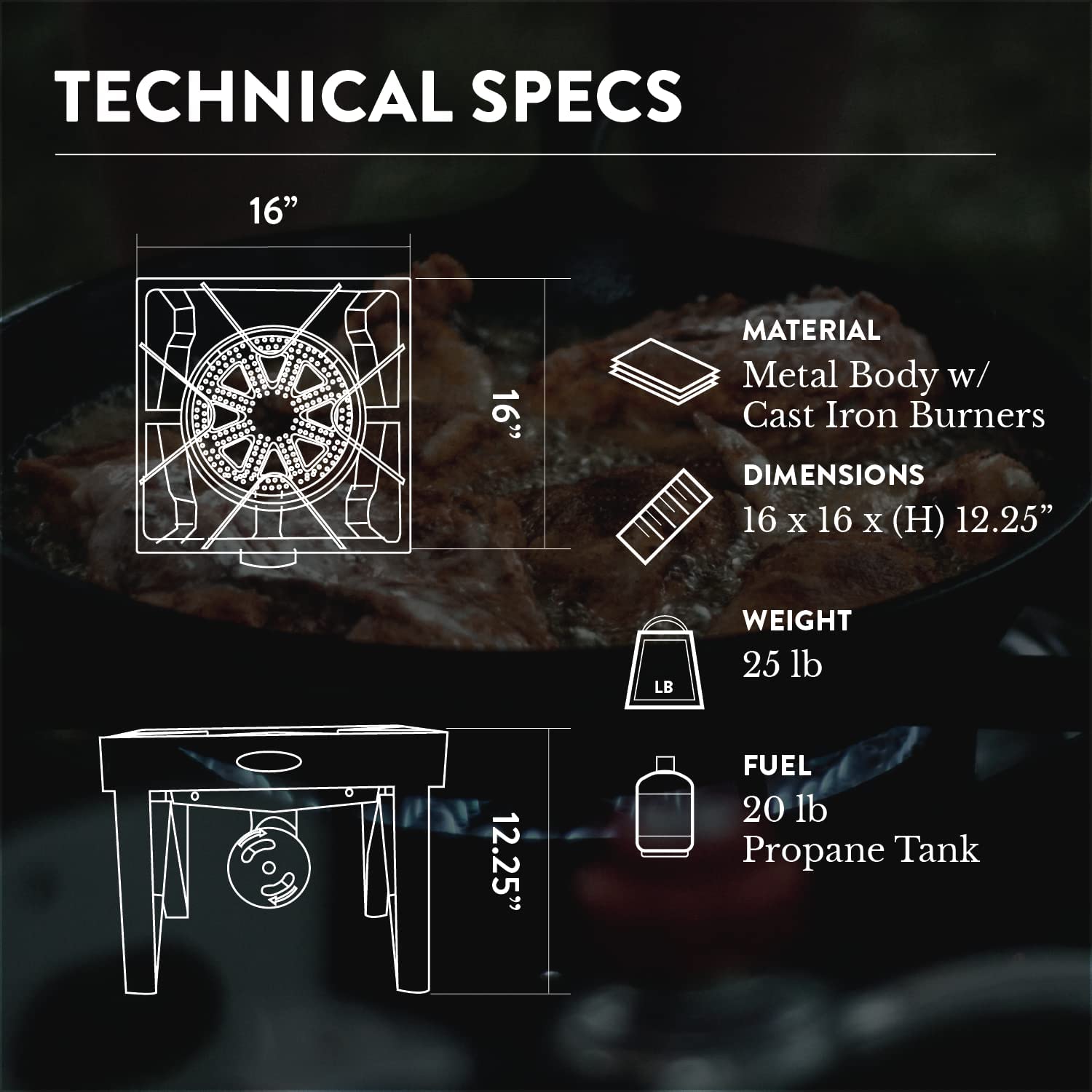 GasOne Square Heavy Duty Single Burner Outdoor Stove Propane Gas Cooker