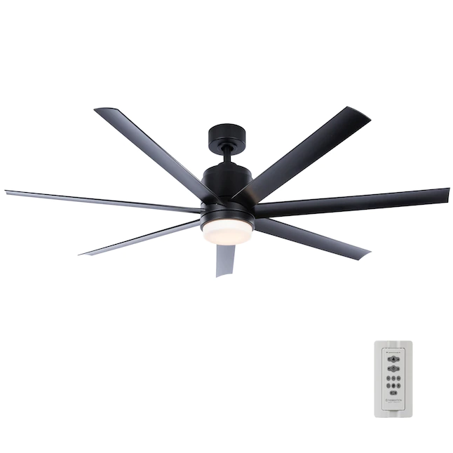Fanimation Studio Collection Blitz 56-in Black LED Indoor/Outdoor Ceiling Fan with Light Remote (7-Blade)
