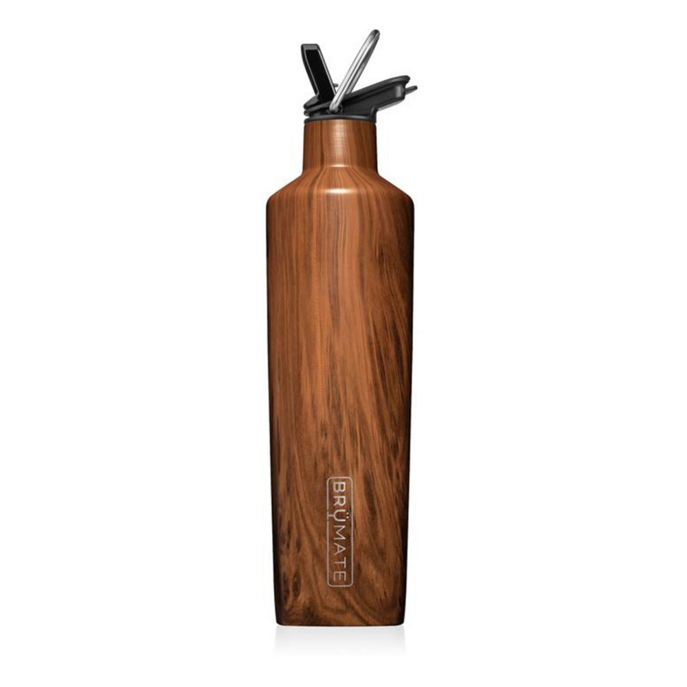 BruMate ReHydration - 100% Leakproof 25oz Insulated Water Bottle with Straw - Stainless Steel Water Canteen (Walnut)