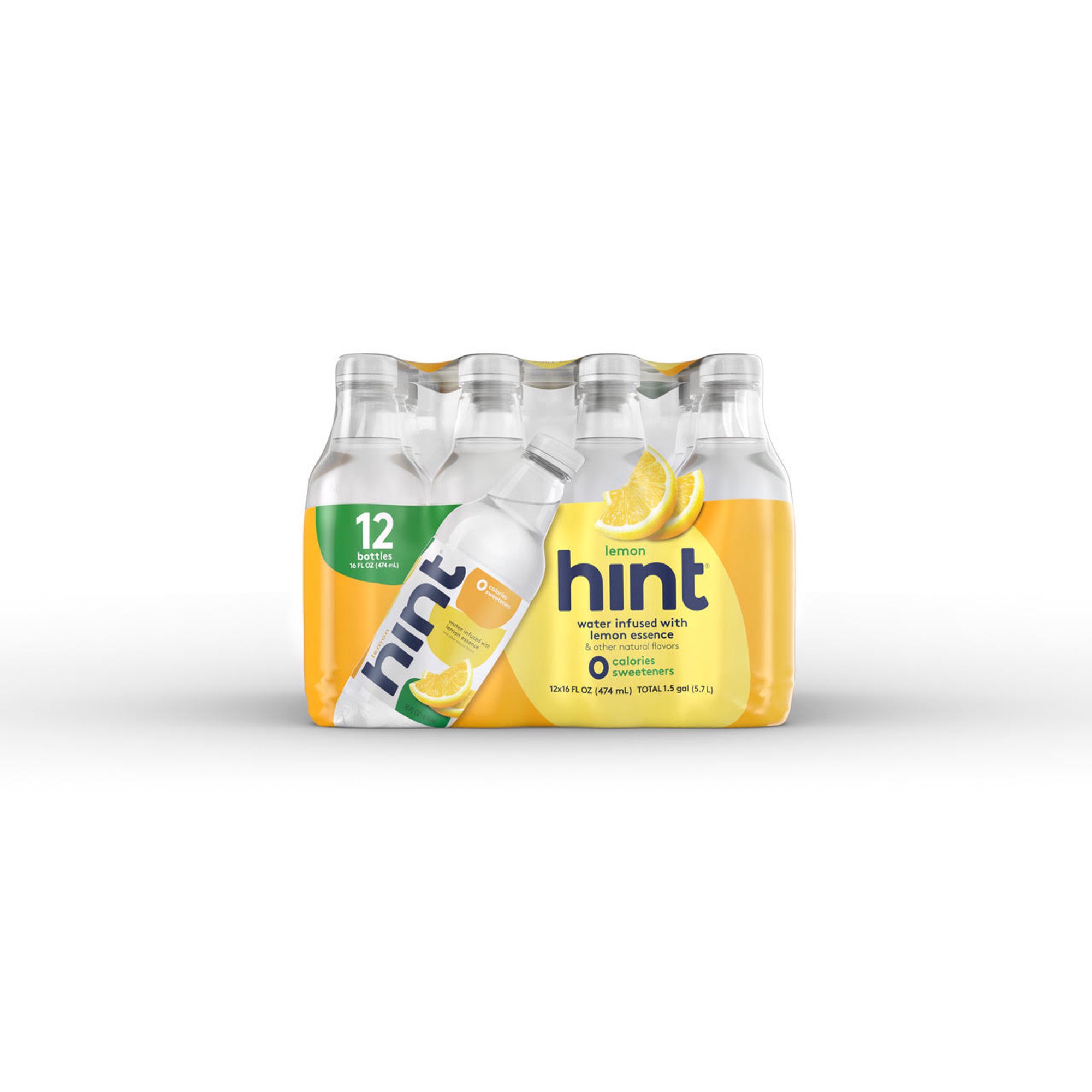 Hint Lemon Water Sparkling Water. 16 Fl Oz. 12 Pack Bottles