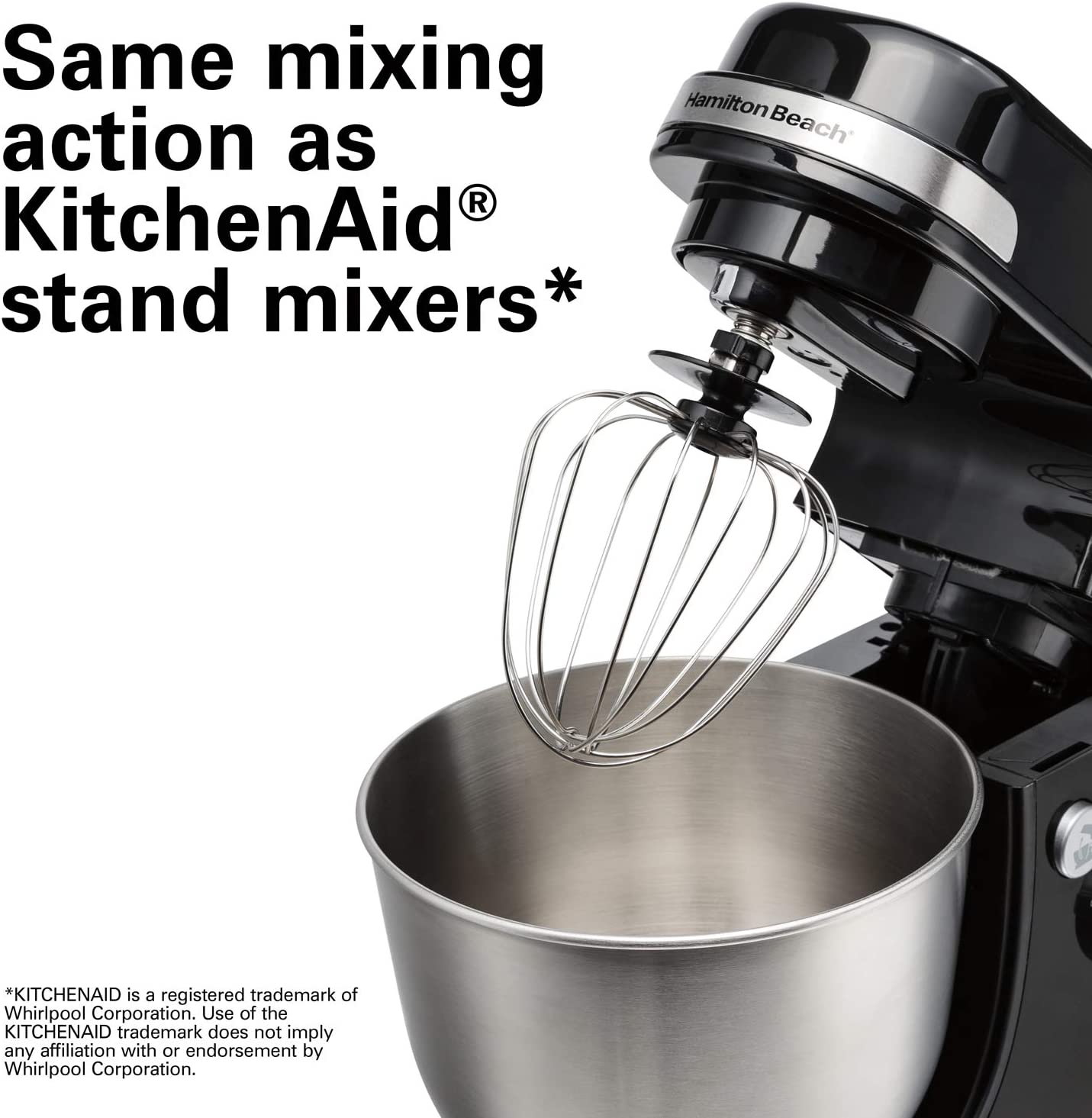 Hamilton Beach Electric Stand Mixer. 4 Quarts. Dough Hook. Flat Beater Attachments. Splash Guard 7 Speeds with Whisk. Black