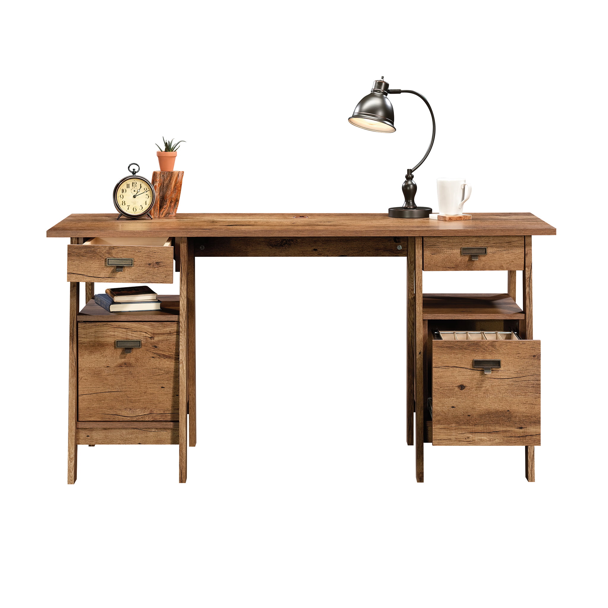 Sauder Trestle Executive Desk. Vintage Oak Finish