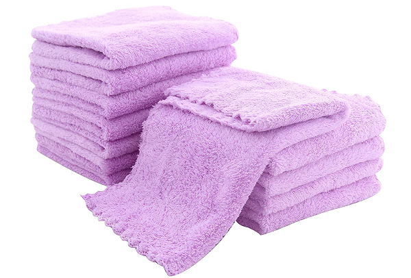 Spotted Play Baby Washcloths. 12 Piece (Violet Purple)