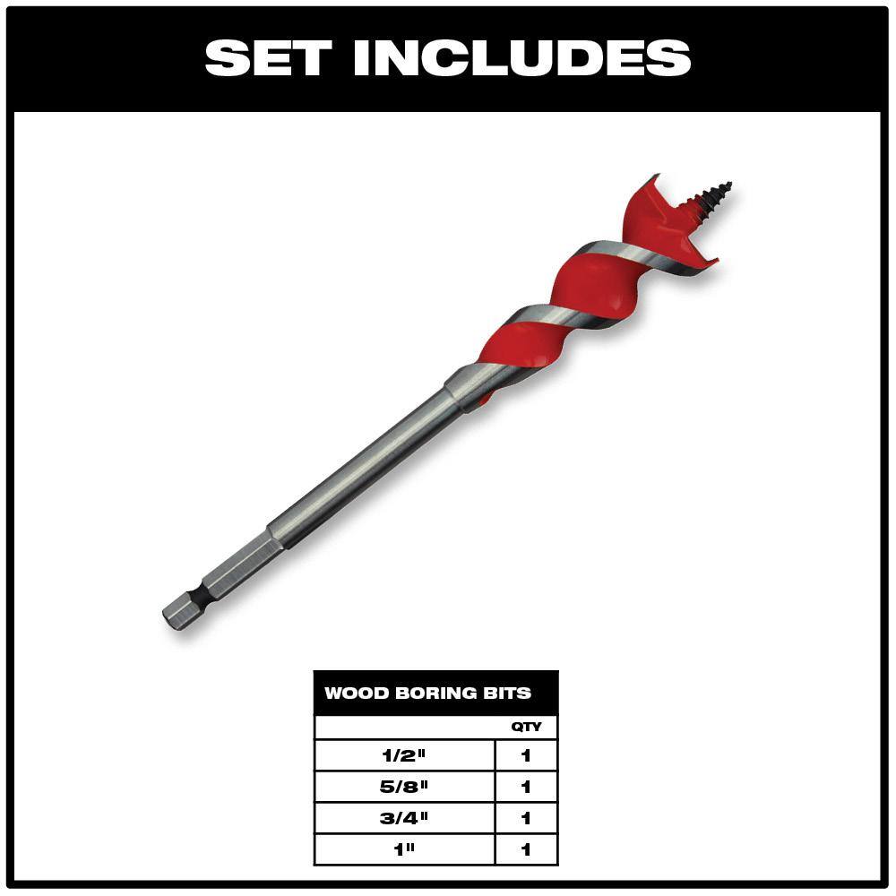 Milwaukee 48-13-0400-49-22-5100 SPEED FEED Auger Wood Drilling Bit Set with Switch Blade Plumber-s Kit (9-Piece)