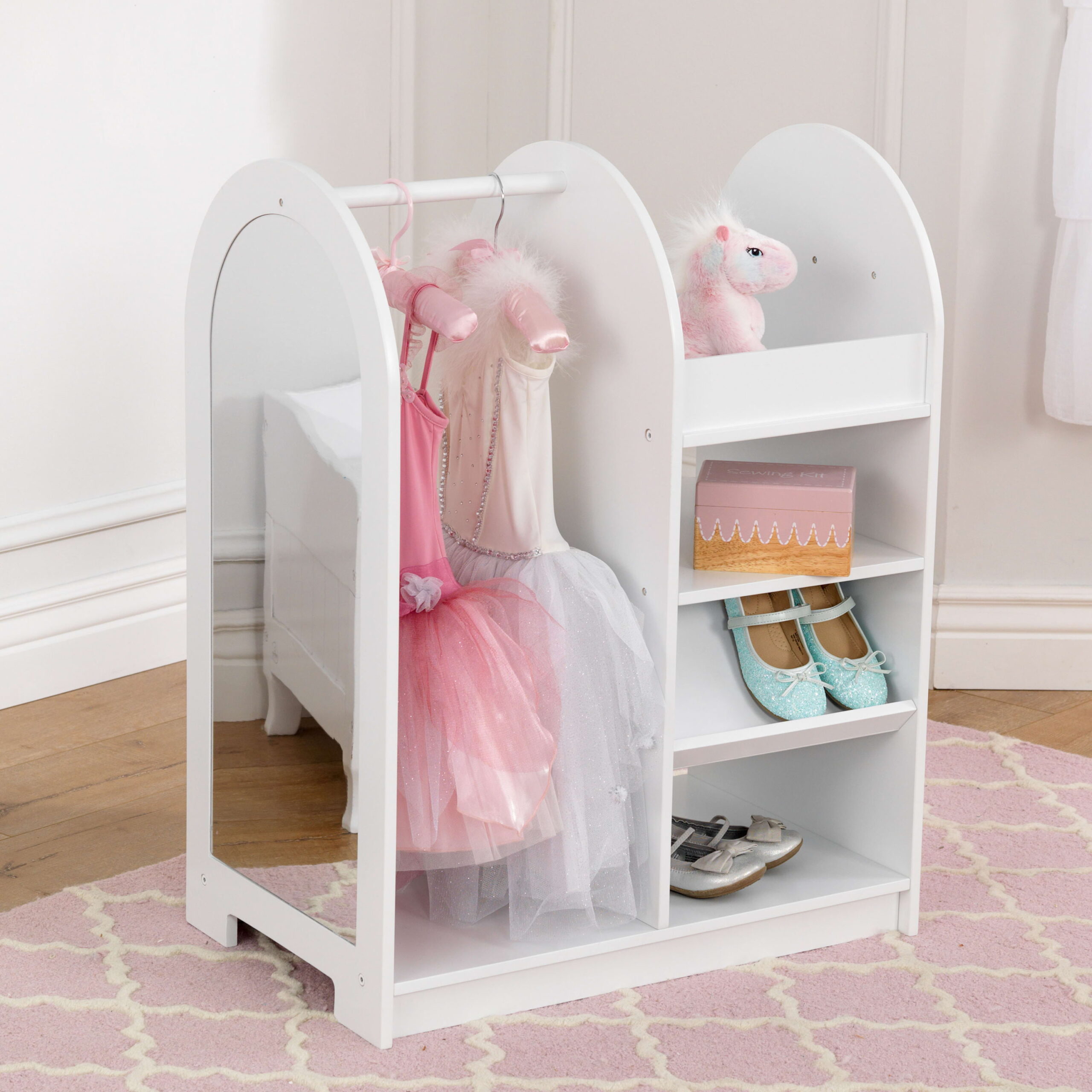 KidKraft Wooden Fashion Pretend Station. Kids Storage. White