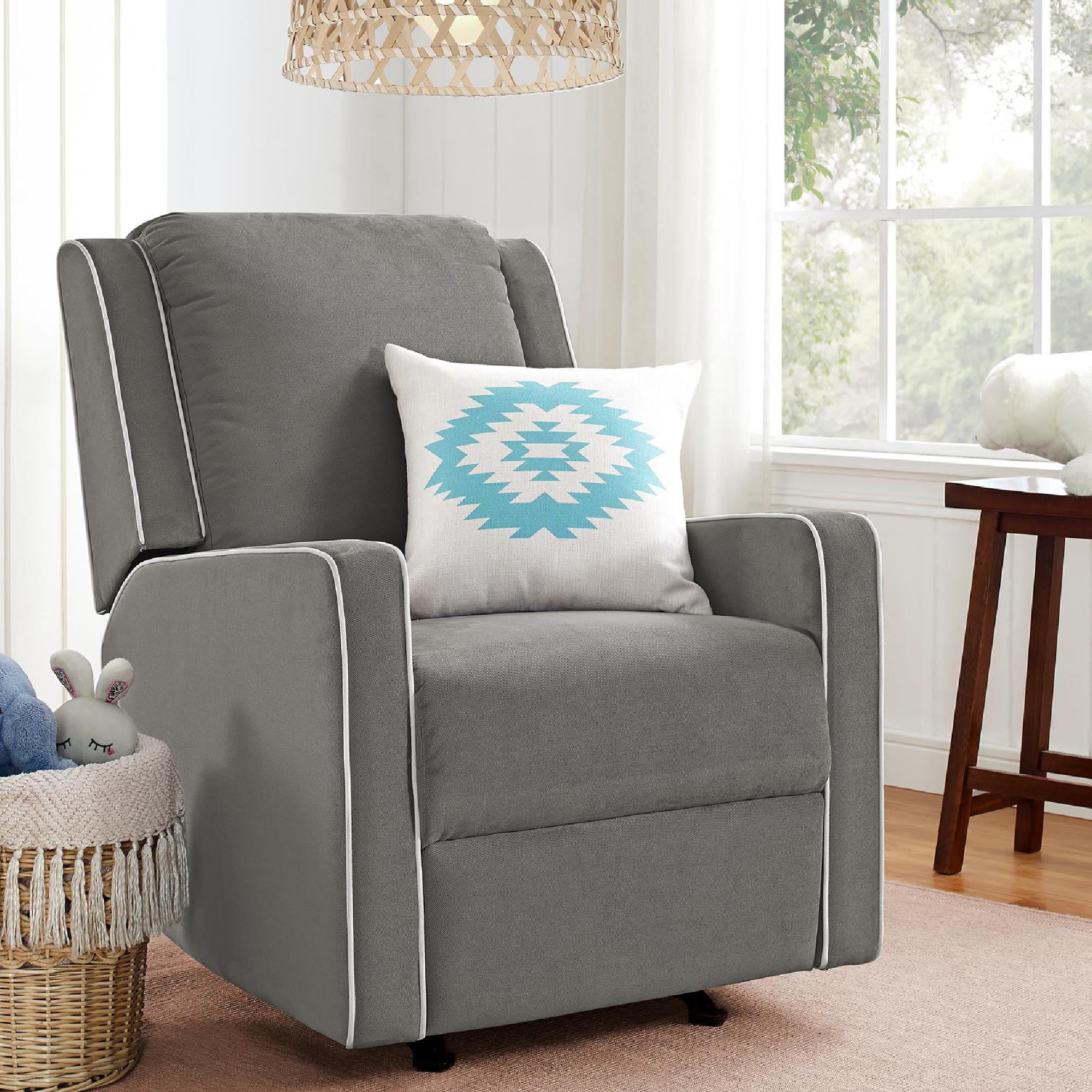 Baby Relax Robyn Rocker Recliner Chair with Pocket Coil Seating. Gray Linen